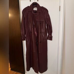 DUCIE LONDON Burgundy Leather Trench Coat